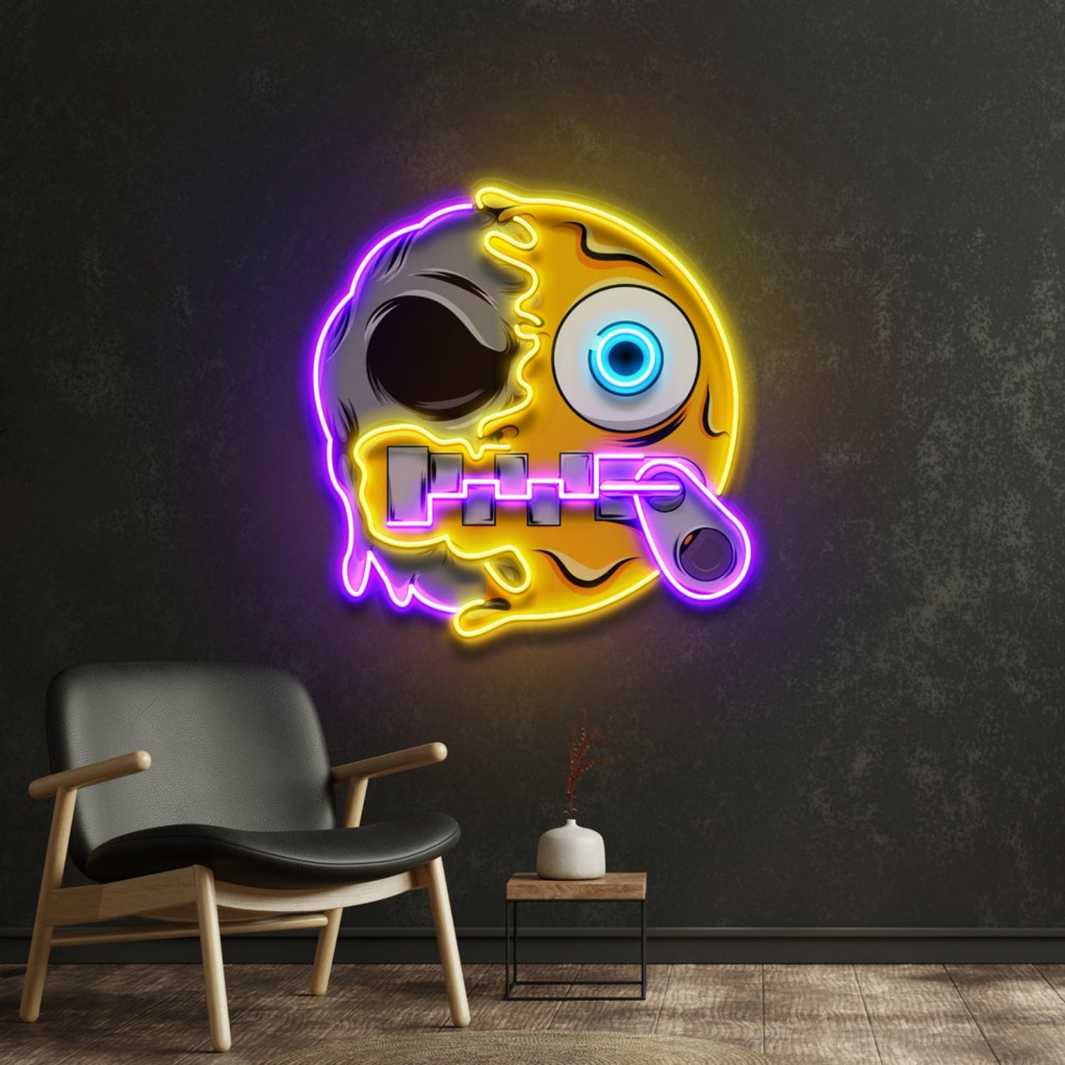 Silence Emoji Skull Acrylic Led Neon Sign | Shineneon