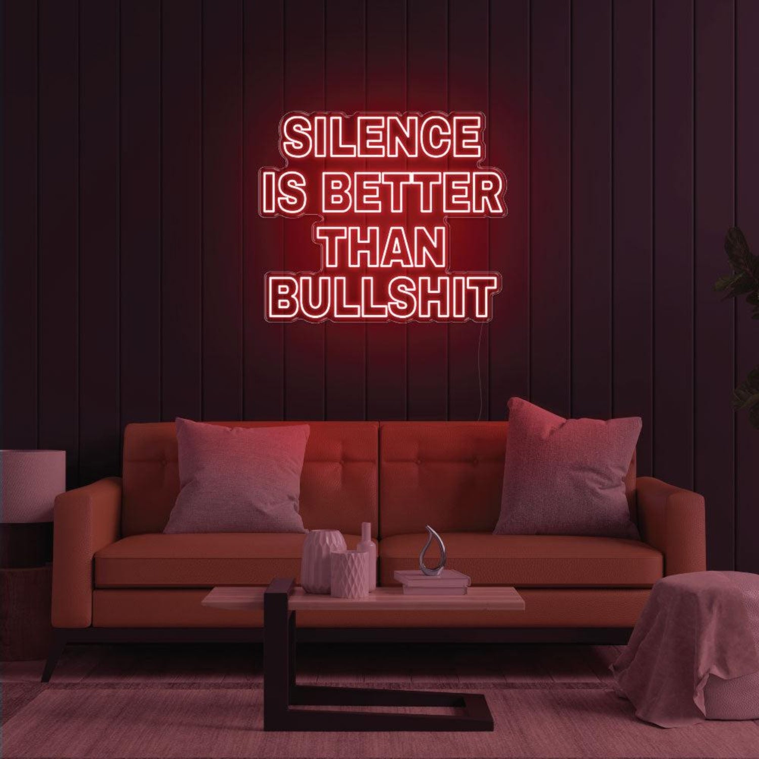 Silence Is Better Than Bullshit Yellow Bold Led Neon Sign For Indoor Room Decor | Shineneon