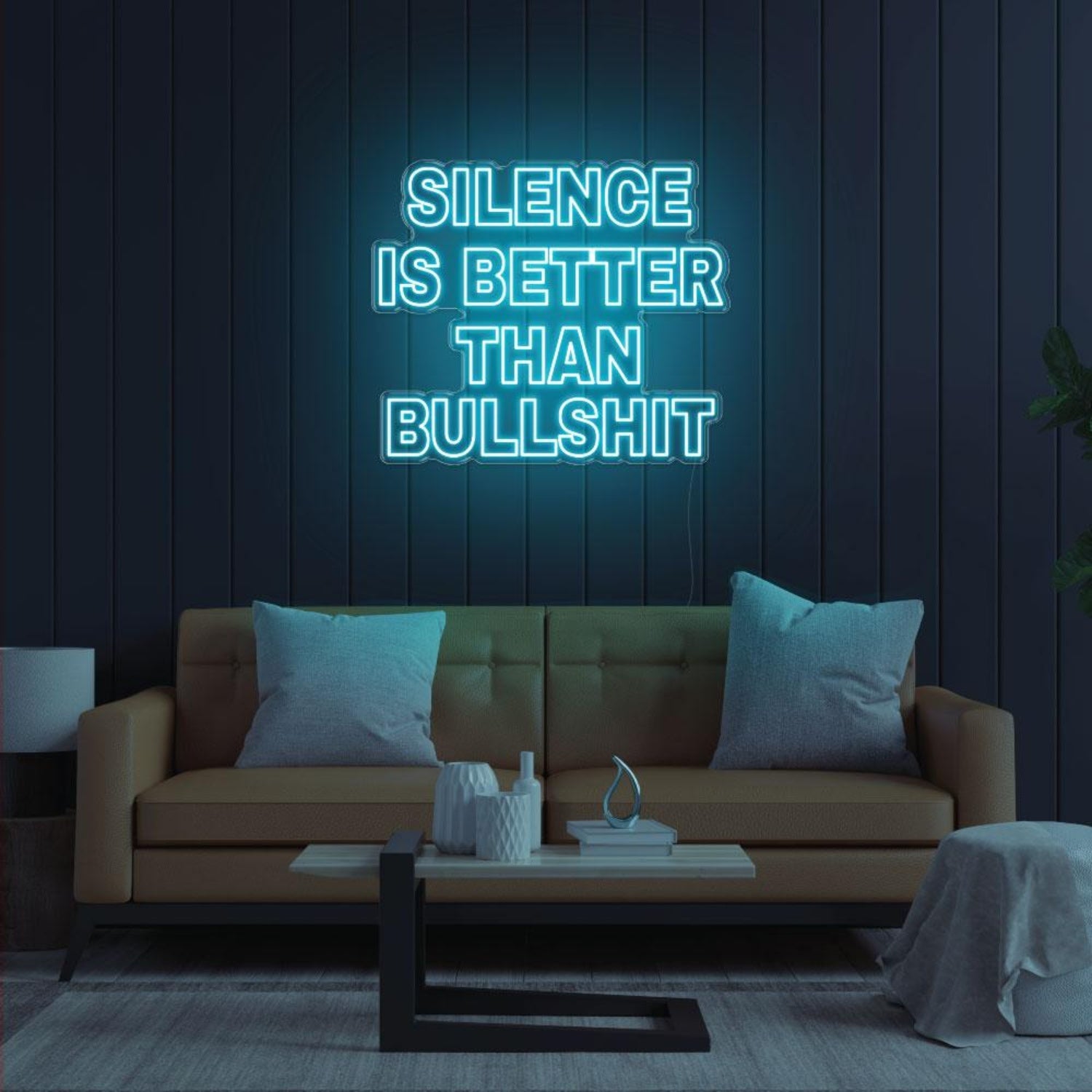 Silence Is Better Than Bullshit Yellow Bold Led Neon Sign For Indoor Room Decor | Shineneon
