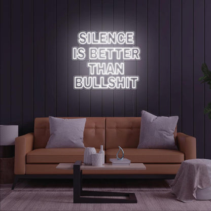 Silence Is Better Than Bullshit Yellow Bold Led Neon Sign For Indoor Room Decor | Shineneon