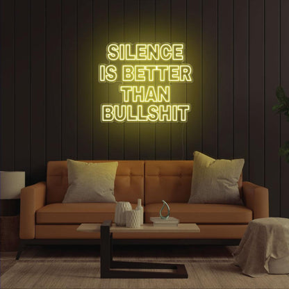 Silence Is Better Than Bullshit Yellow Bold Led Neon Sign For Indoor Room Decor | Shineneon