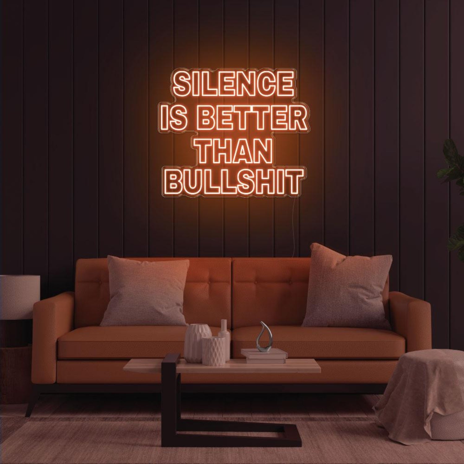 Silence Is Better Than Bullshit Yellow Bold Led Neon Sign For Indoor Room Decor | Shineneon