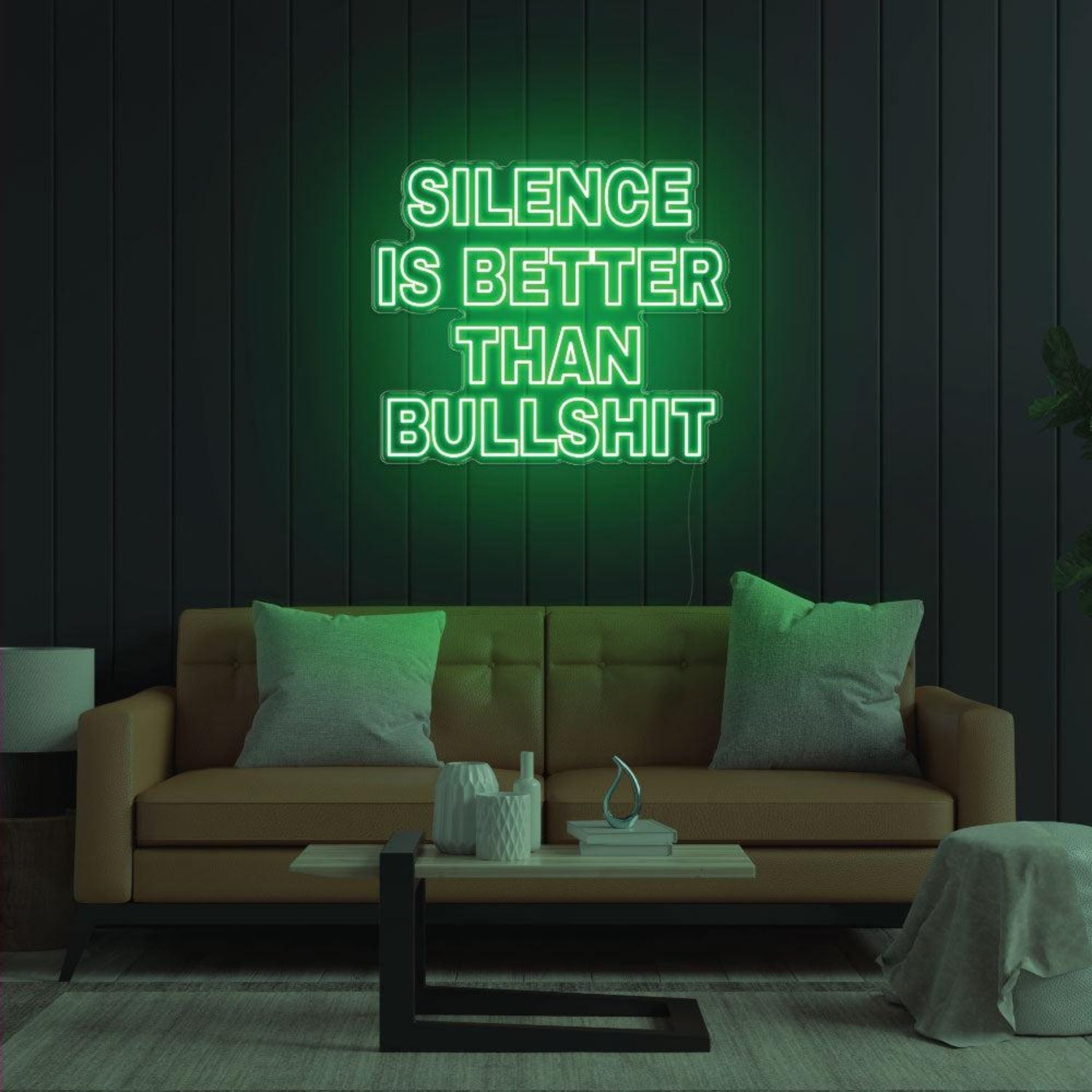 Silence Is Better Than Bullshit Yellow Bold Led Neon Sign For Indoor Room Decor | Shineneon