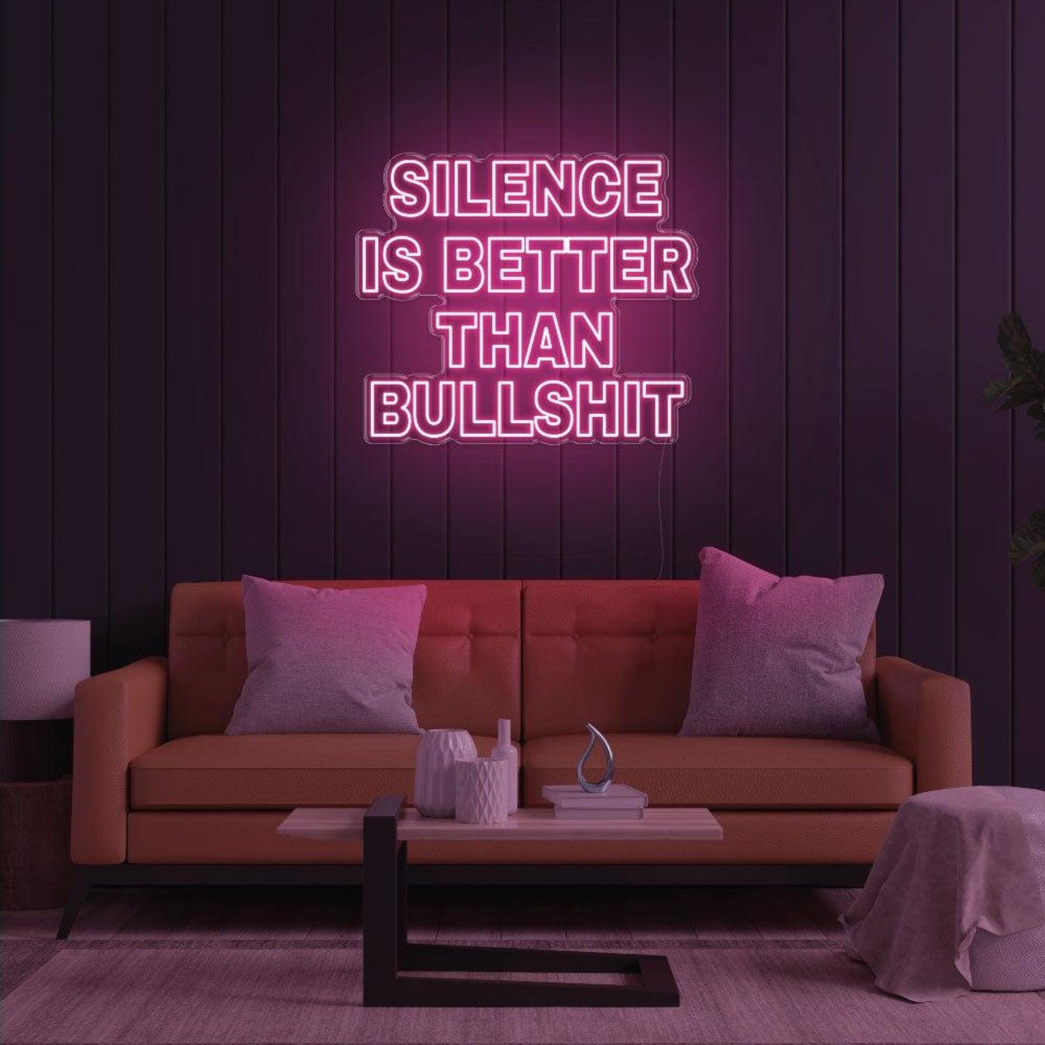 Silence Is Better Than Bullshit Yellow Bold Led Neon Sign For Indoor Room Decor | Shineneon
