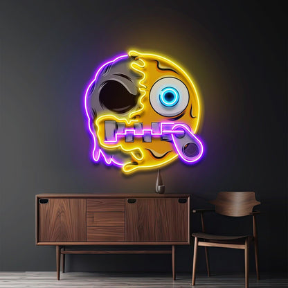 Silent Skull-Smile Uv Printed Led Neon Sign For Indoor Decor | Shineneon