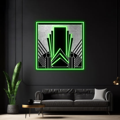 Silver Art Deco Design Wall Artwork Neon Signs