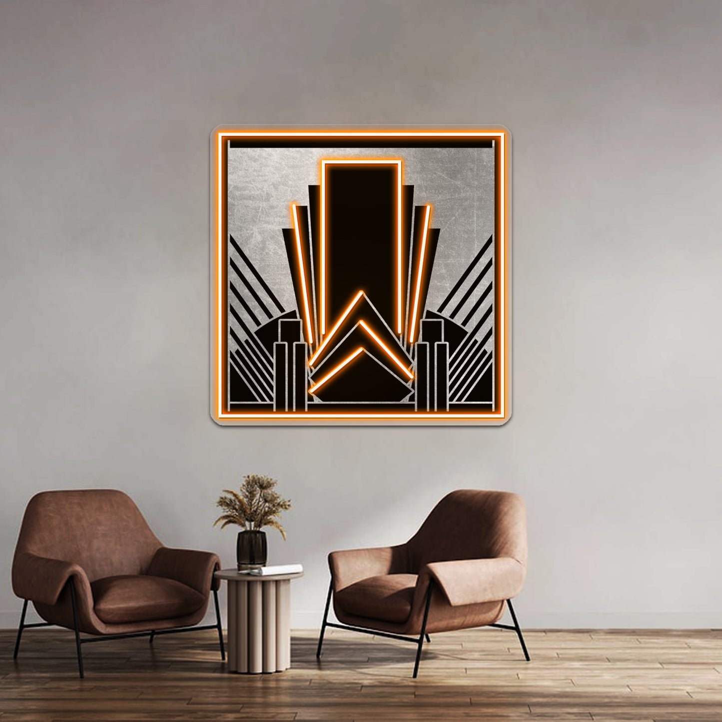 Silver Art Deco Design Wall Artwork Neon Signs