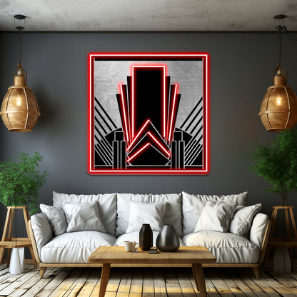 Silver Art Deco Design Wall Artwork Neon Signs