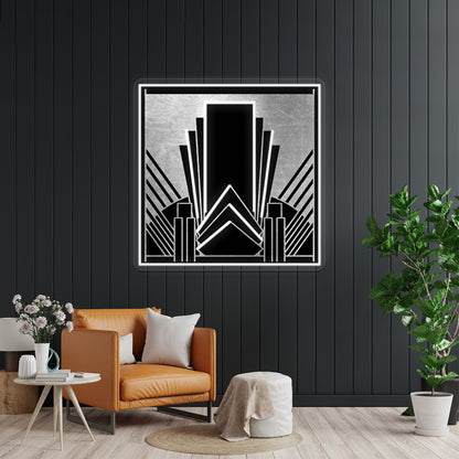 Silver Art Deco Design Wall Artwork Neon Signs