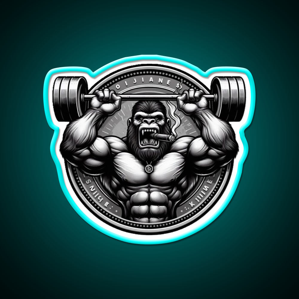 Silver Back Gorrila Lifting Gym Fitness Led Neon Sign Rgb Color - Size and dimension reference