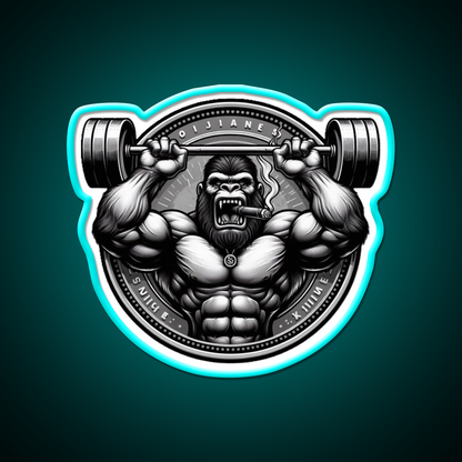 Silver Back Gorrila Lifting Gym Fitness Led Neon Sign Rgb Color - Size and dimension reference