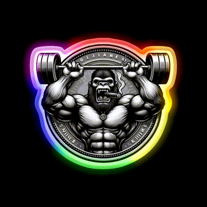 Silver Back Gorrila Lifting Gym Fitness Led Neon Sign Rgb Color - LED neon sign close-up detail