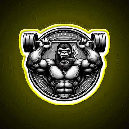 Silver Back Gorrila Lifting Gym Fitness Led Neon Sign Rgb Color - Custom LED neon sign front view