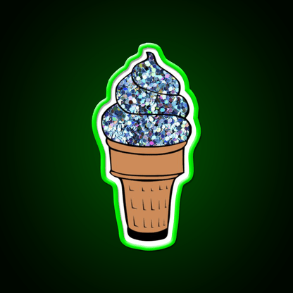 Silver Glitter Soft Serve Ice Cream Snack Food Led Neon Sign Rgb Color - Shineneon