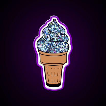 Silver Glitter Soft Serve Ice Cream Snack Food Led Neon Sign Rgb Color - Shineneon