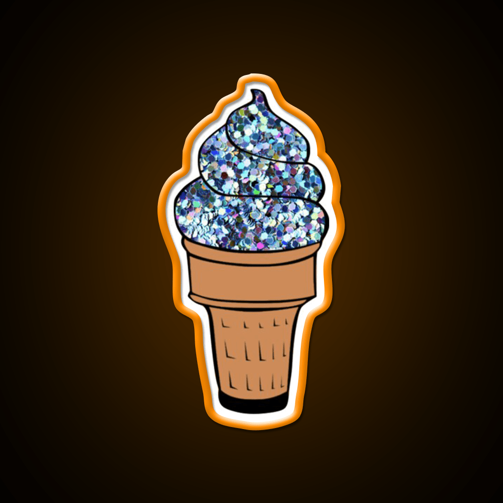 Silver Glitter Soft Serve Ice Cream Snack Food Led Neon Sign Rgb Color - Shineneon