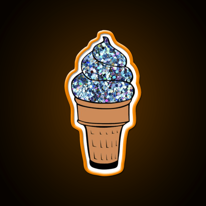 Silver Glitter Soft Serve Ice Cream Snack Food Led Neon Sign Rgb Color - Shineneon