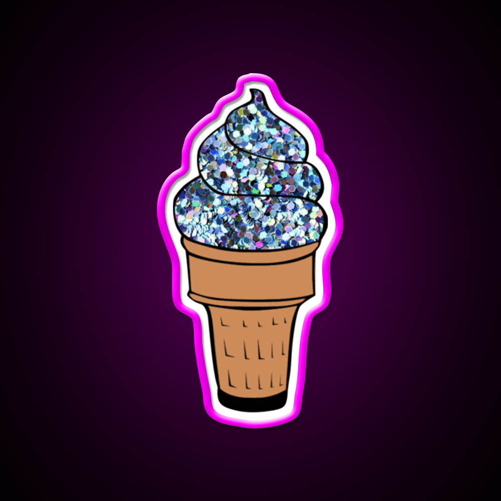 Silver Glitter Soft Serve Ice Cream Snack Food Led Neon Sign Rgb Color - Shineneon