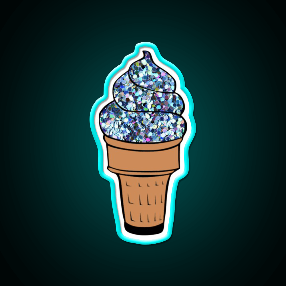 Silver Glitter Soft Serve Ice Cream Snack Food Led Neon Sign Rgb Color - Shineneon
