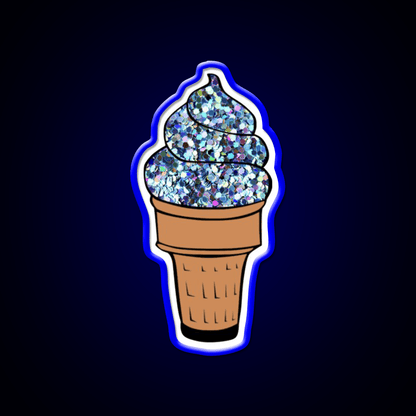 Silver Glitter Soft Serve Ice Cream Snack Food Led Neon Sign Rgb Color - Shineneon