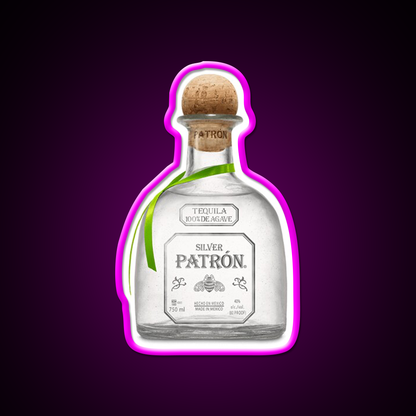 Silver Patron Bottle Beer Bar Decor Led Neon Sign Rgb Color - Neon sign mounted on wall in room