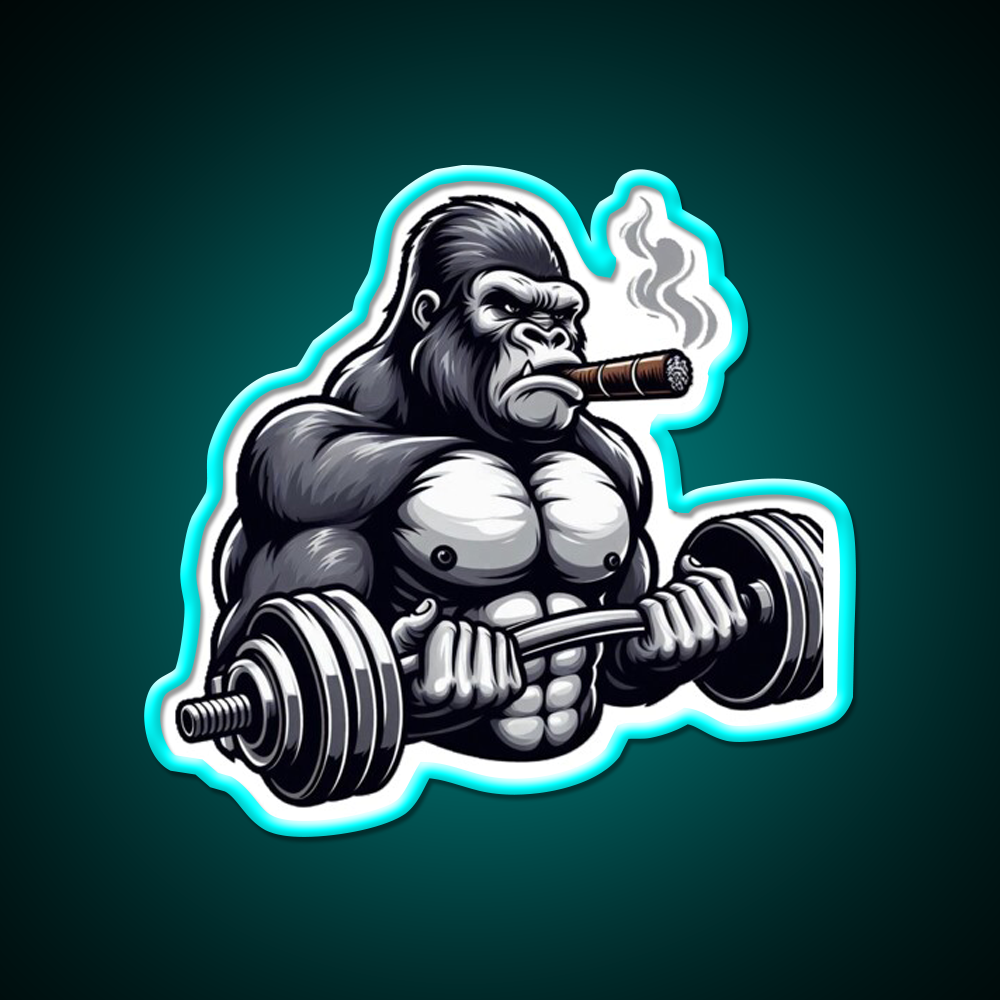 Silverback Gorilla Curling With Styleart Gym Fitness Led Neon Sign Rgb Color - Size and dimension reference
