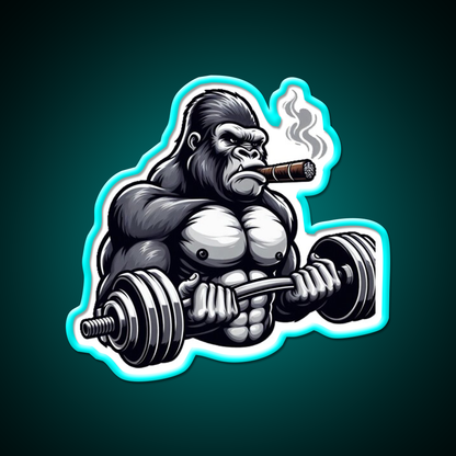 Silverback Gorilla Curling With Styleart Gym Fitness Led Neon Sign Rgb Color - Size and dimension reference