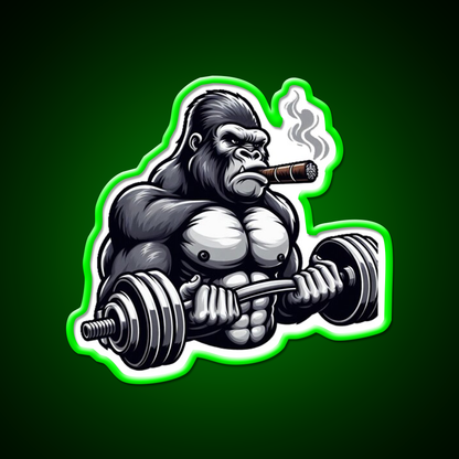 Silverback Gorilla Curling With Styleart Gym Fitness Led Neon Sign Rgb Color