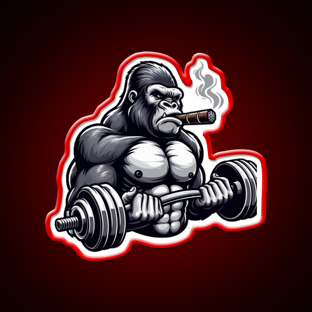 Silverback Gorilla Curling With Styleart Gym Fitness Led Neon Sign Rgb Color - LED neon sign view 10