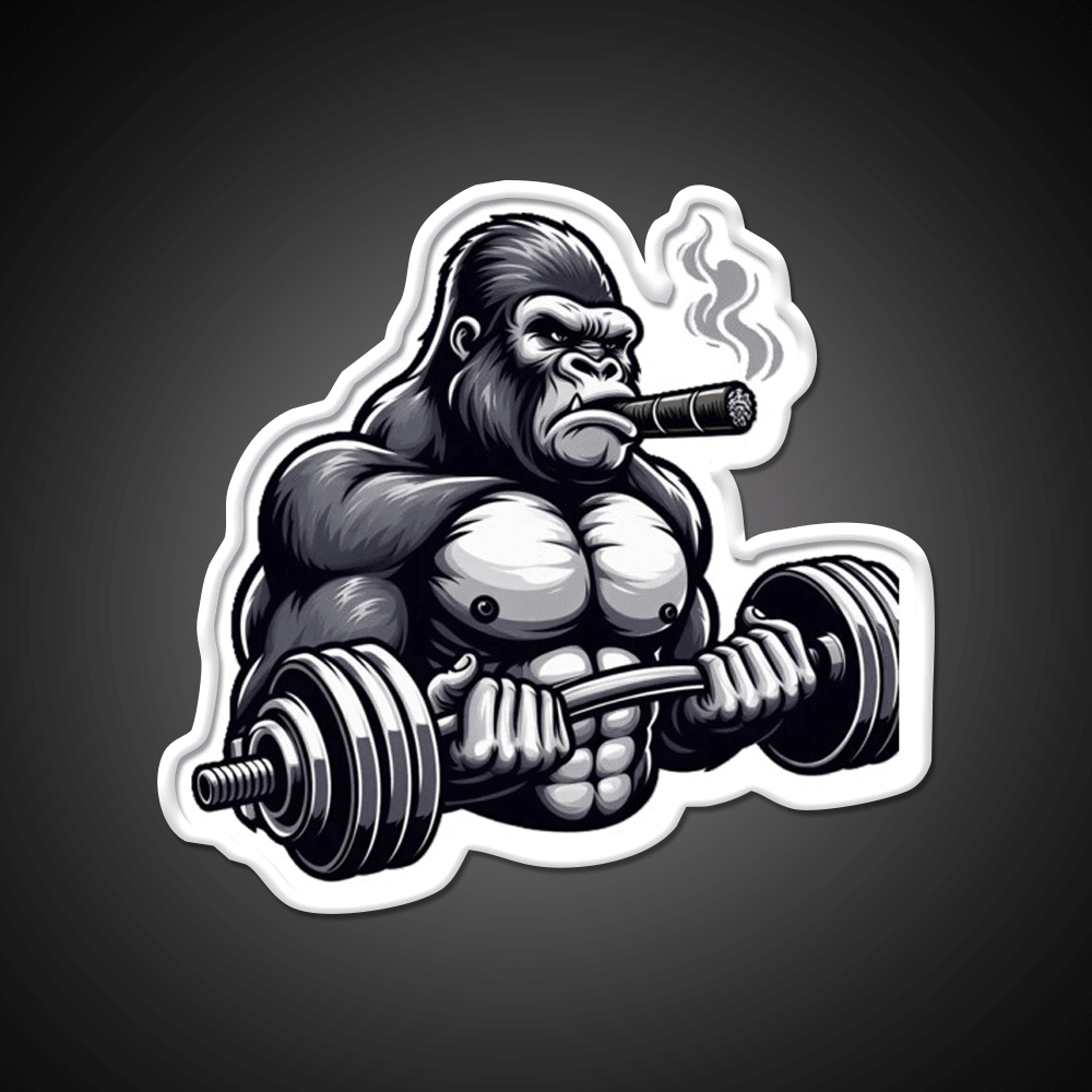 Silverback Gorilla Curling With Styleart Gym Fitness Led Neon Sign Rgb Color - Shineneon