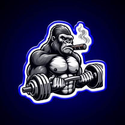 Silverback Gorilla Curling With Styleart Gym Fitness Led Neon Sign Rgb Color - Shineneon