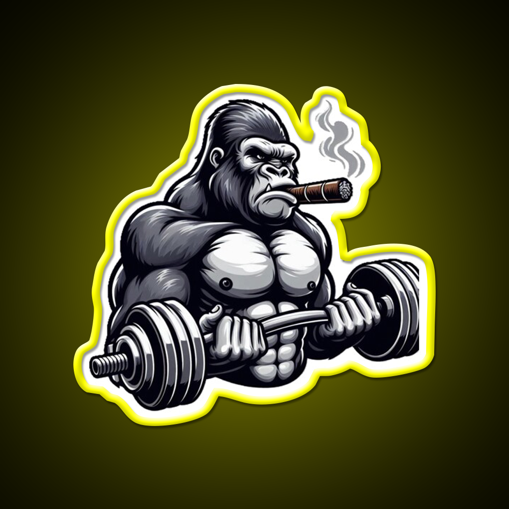 Silverback Gorilla Curling With Styleart Gym Fitness Led Neon Sign Rgb Color - LED neon sign view 7