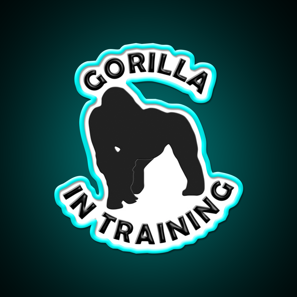 Silverback Gorilla In Training Black Gorilla Gym Fitness Led Neon Sign Rgb Color - Size and dimension reference