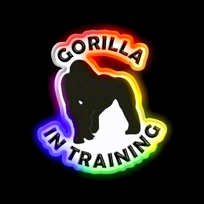 Silverback Gorilla In Training Black Gorilla Gym Fitness Led Neon Sign Rgb Color - LED neon sign close-up detail