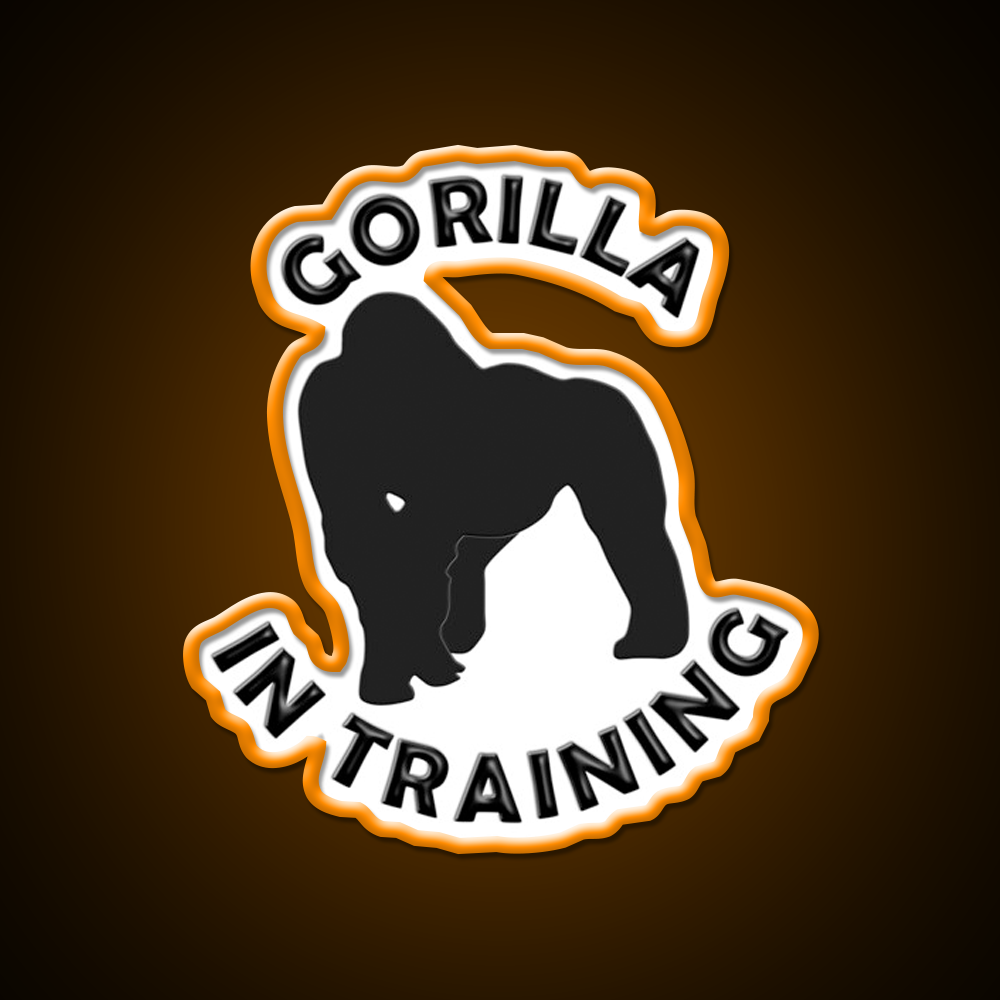 Silverback Gorilla In Training Black Gorilla Gym Fitness Led Neon Sign Rgb Color - LED neon sign view 6