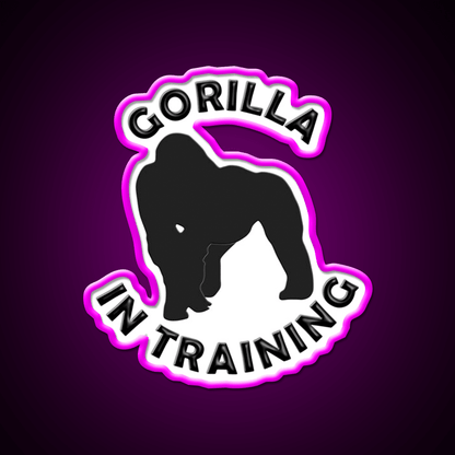 Silverback Gorilla In Training Black Gorilla Gym Fitness Led Neon Sign Rgb Color - Shineneon