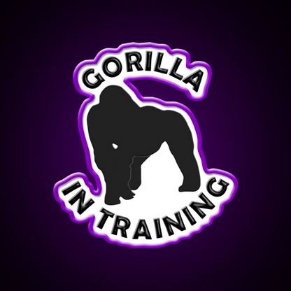 Silverback Gorilla In Training Black Gorilla Gym Fitness Led Neon Sign Rgb Color - Shineneon