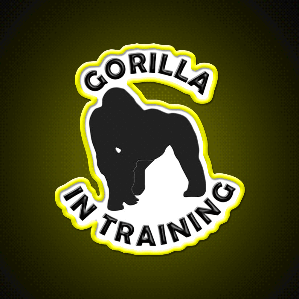 Silverback Gorilla In Training Black Gorilla Gym Fitness Led Neon Sign Rgb Color