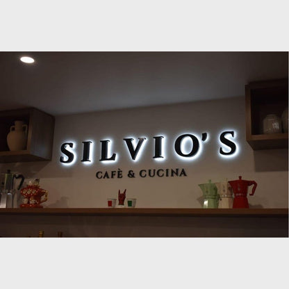 Silvios Cafe Cucina 3D Backlit Channel Letters Led Light Sign
