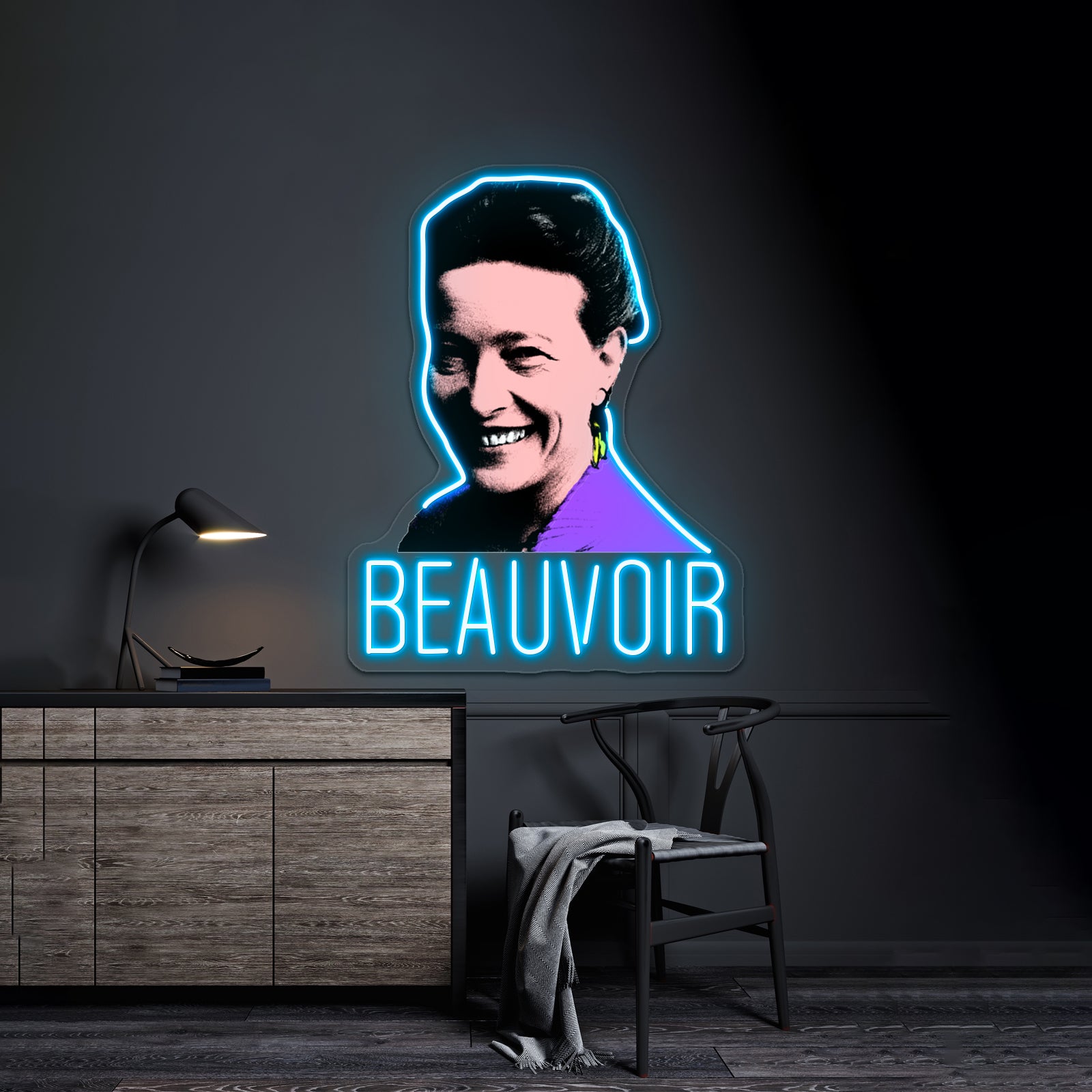 Simone De Beauvoir Pop Artwork Custom Led Signs | Shineneon