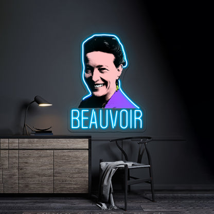 Simone De Beauvoir Pop Artwork Custom Led Signs