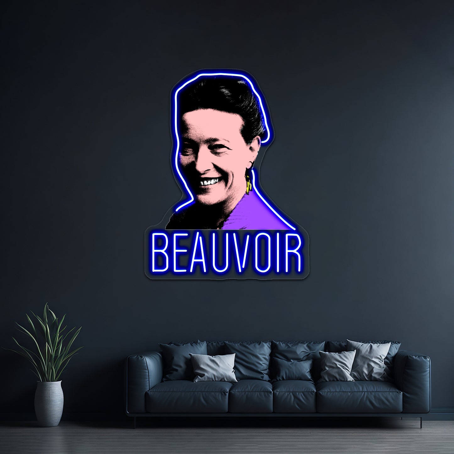 Simone De Beauvoir Pop Artwork Custom Led Signs