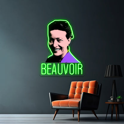 Simone De Beauvoir Pop Artwork Custom Led Signs