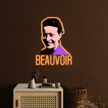 Simone De Beauvoir Pop Artwork Custom Led Signs