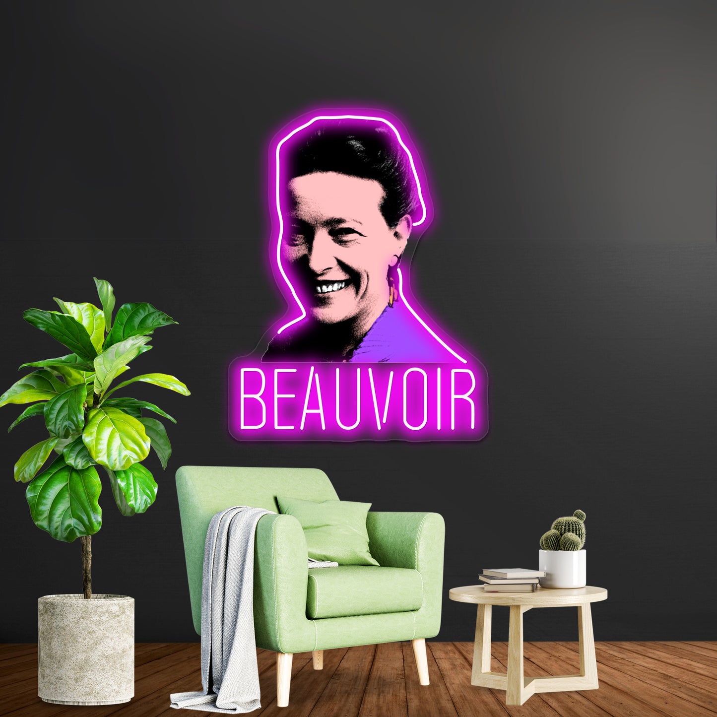 Simone De Beauvoir Pop Artwork Custom Led Signs