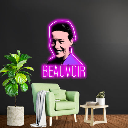 Simone De Beauvoir Pop Artwork Custom Led Signs