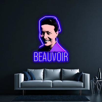 Simone De Beauvoir Pop Artwork Custom Led Signs