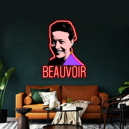 Simone De Beauvoir Pop Artwork Custom Led Signs