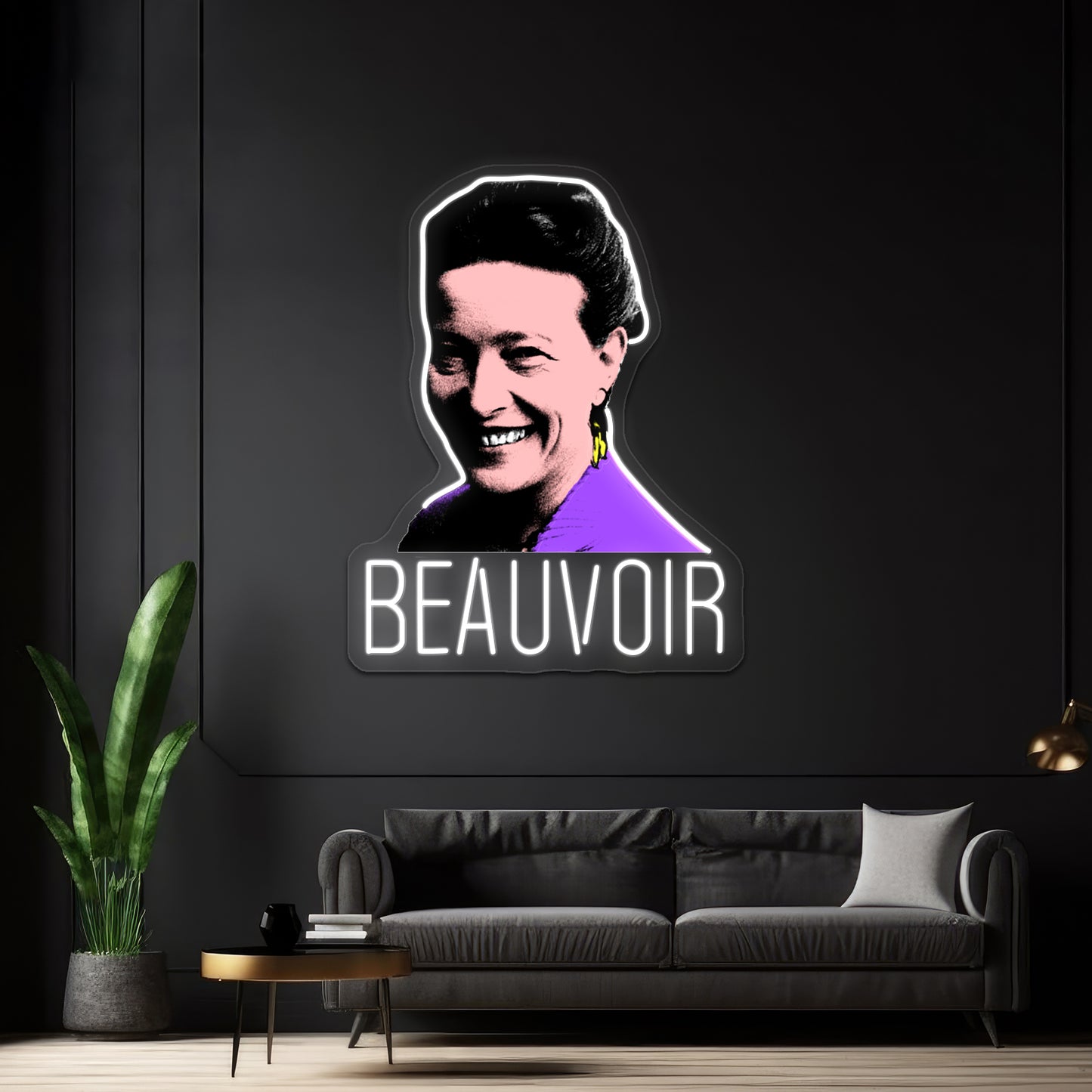 Simone De Beauvoir Pop Artwork Custom Led Signs