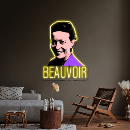 Simone De Beauvoir Pop Artwork Custom Led Signs